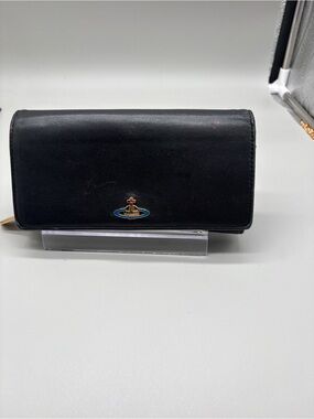 Vivienne Westwood Vintage Orb Black Leather Bifold Long Wallet
